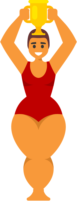 Champion Swimmer Holding Trophy