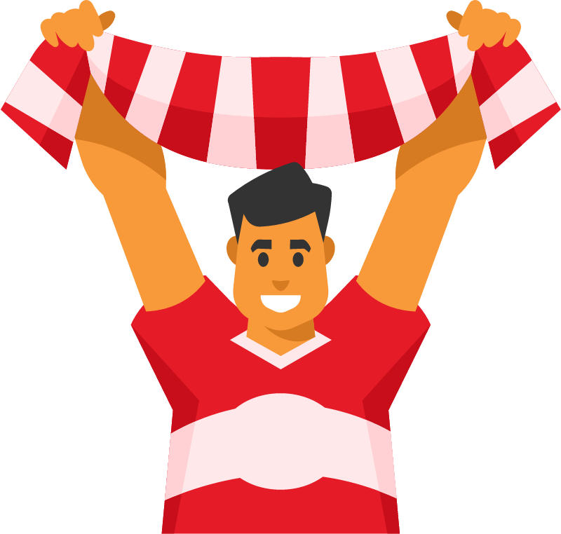 Cheerful Sports Enthusiast Holding Scarf