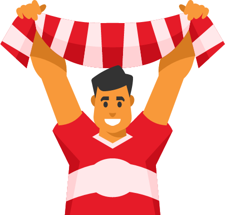 Cheerful Sports Enthusiast Holding Scarf