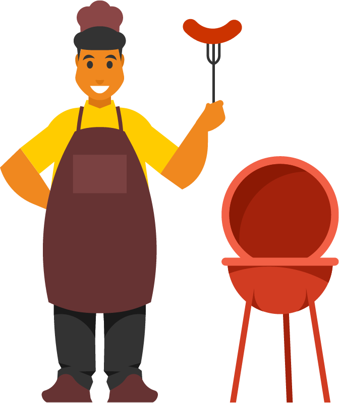 Chef Holding Fork with Sausage