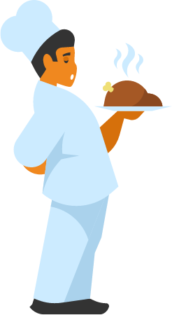 Chef Serving Fried Chicken Dish