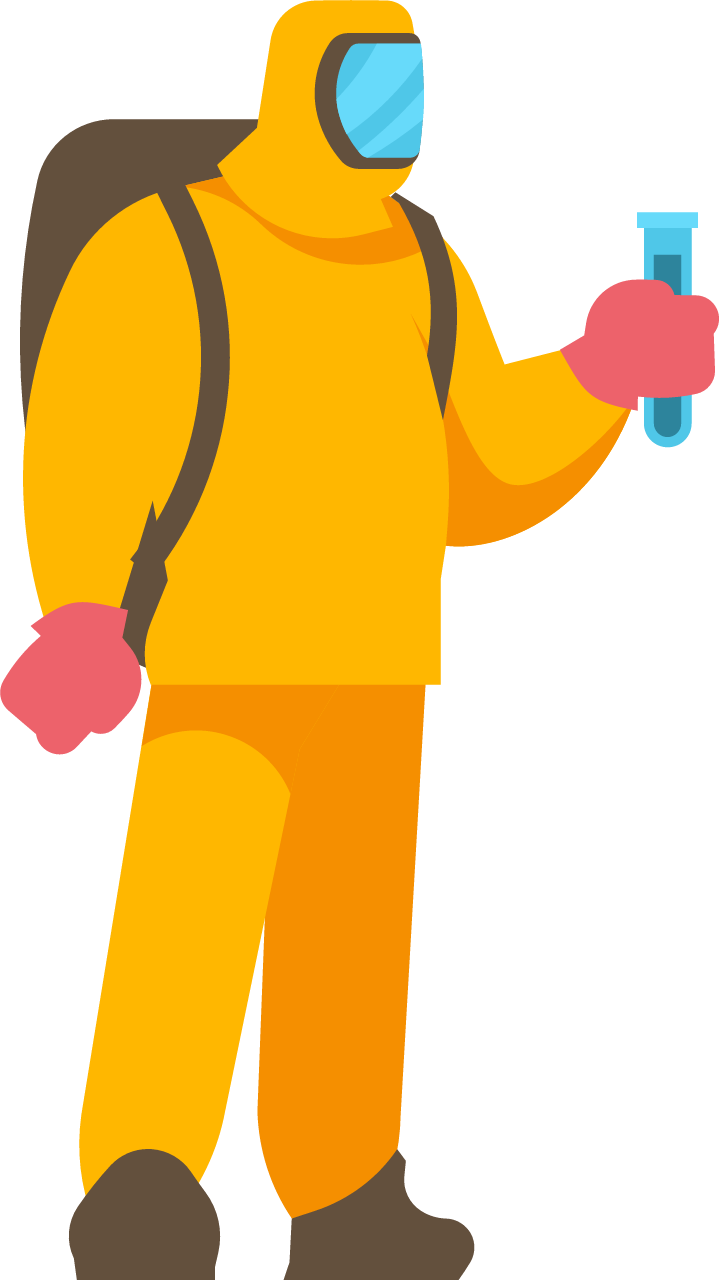 Chemist in Protective Hazmat Suit