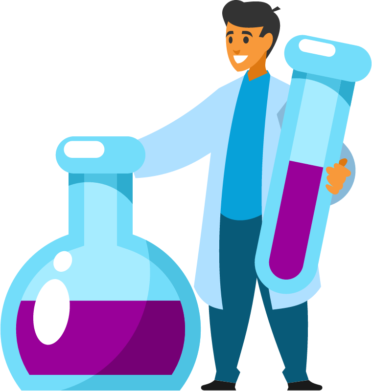 Chemist Working with Laboratory Flasks