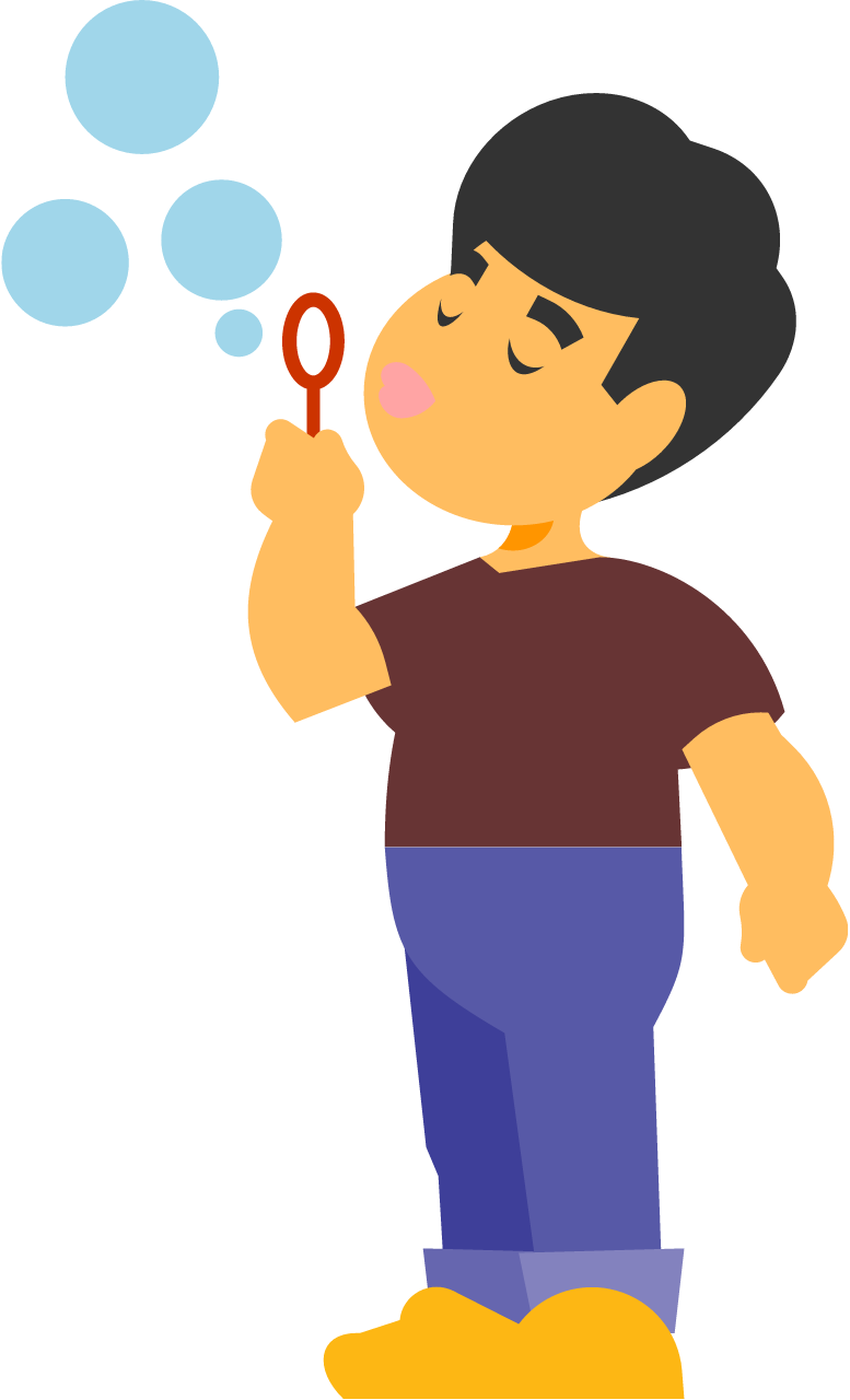 Child Blowing Bubbles with Soap