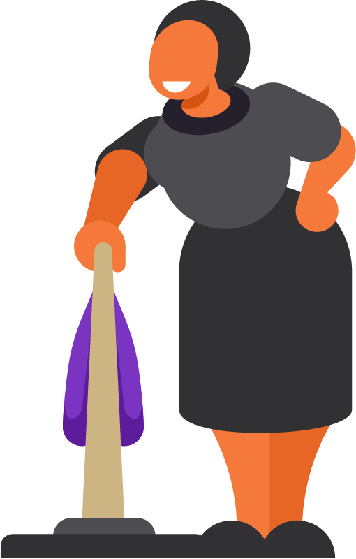 Cleaning Lady Using Vacuum Cleaner