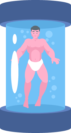 Cloned Person Suspended in Glass Tube