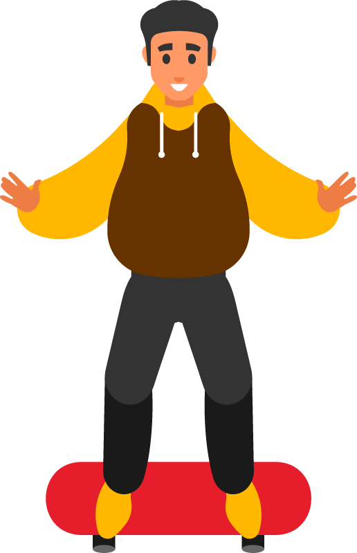 Confident Skateboarder Standing Still