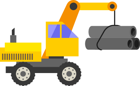 Crane Lifting and Transporting Pipes