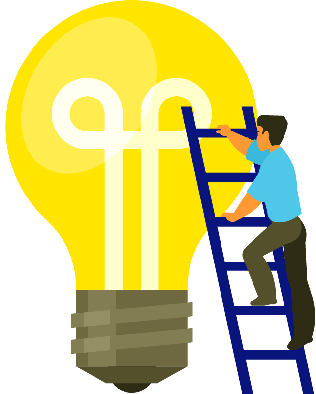 Creative Idea Depicted with Ladder and Bulb