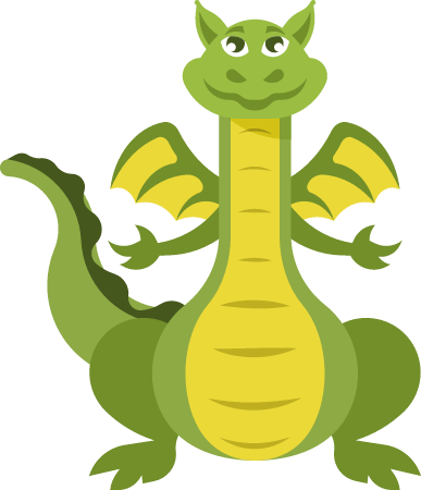 Cute Cartoon Dragon Smiling Joyfully