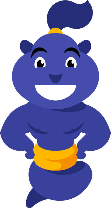 Cute Genie Character with Friendly Smile
