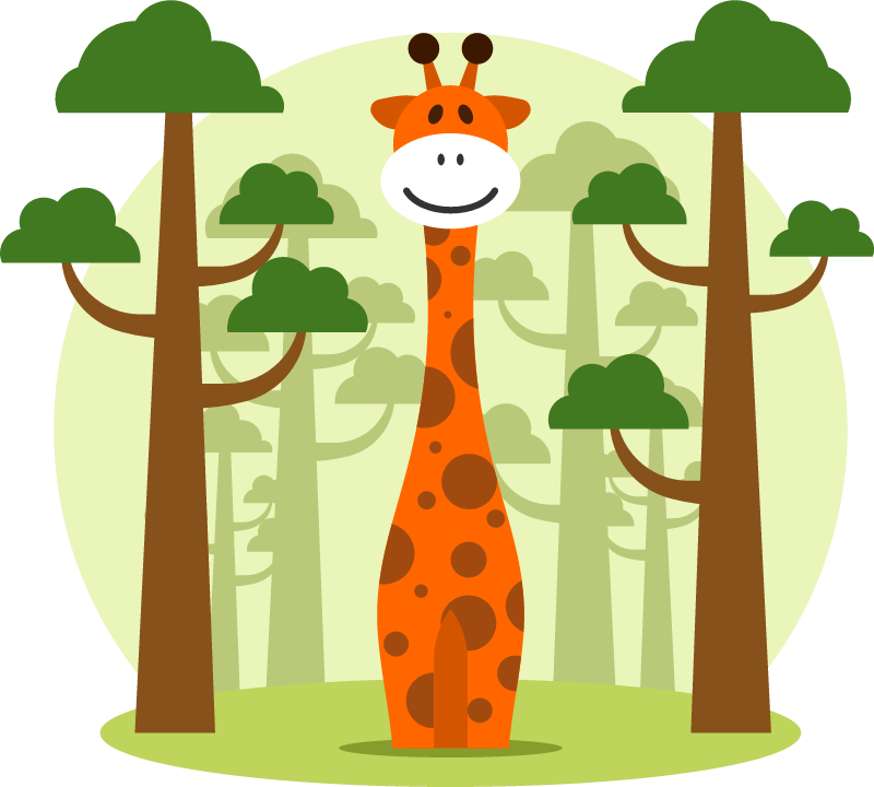 Cute Giraffe Among Tall Trees