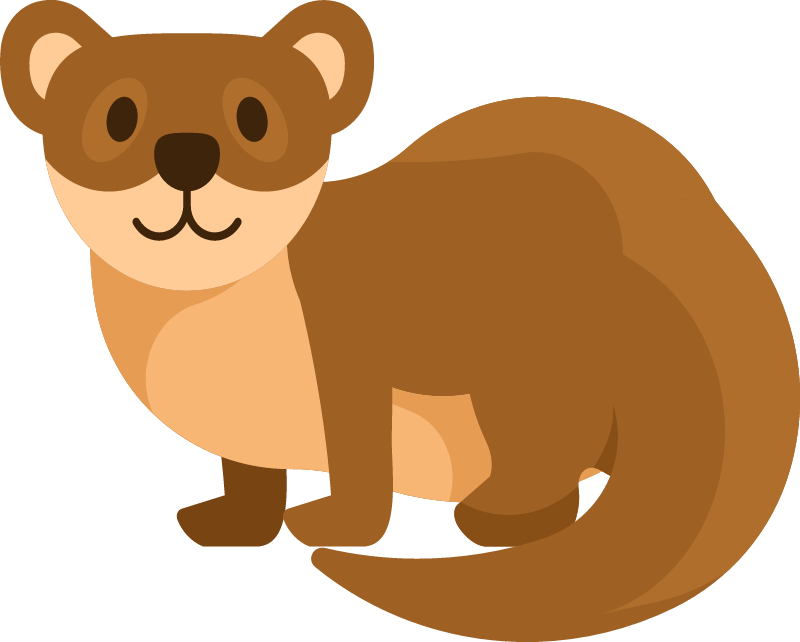 Cute Weasel in Cartoon Style