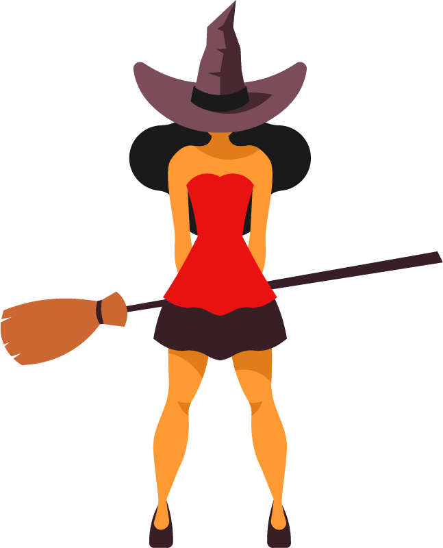 Cute Witch Holding a Broom