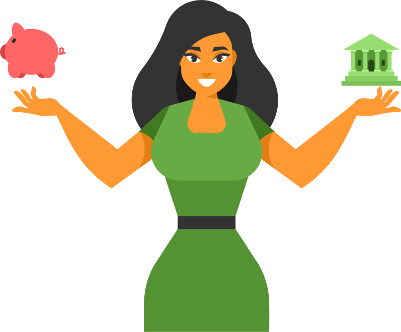 Decision Between Bank and Piggy Bank