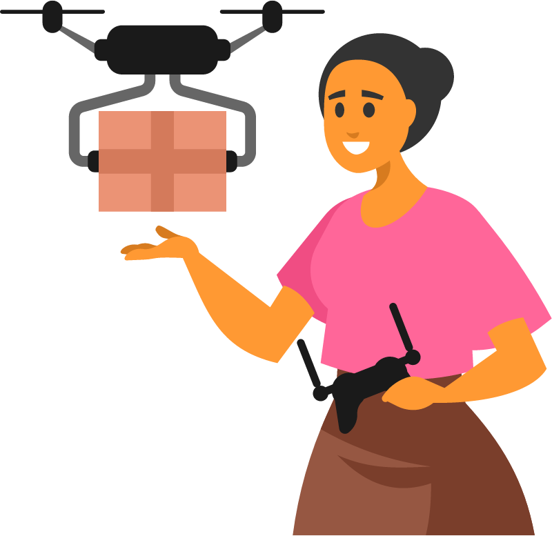 Delivery Drone Handing Off Parcel