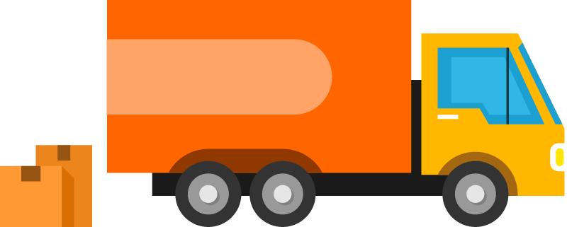 Delivery Truck with Cardboard Boxes