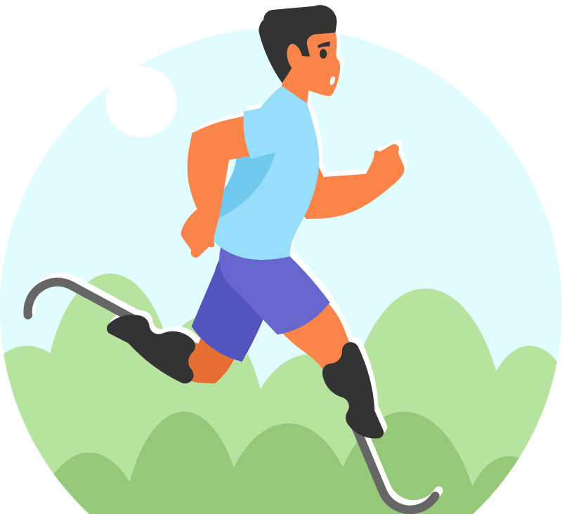 Determined Runner with Prosthetic Legs