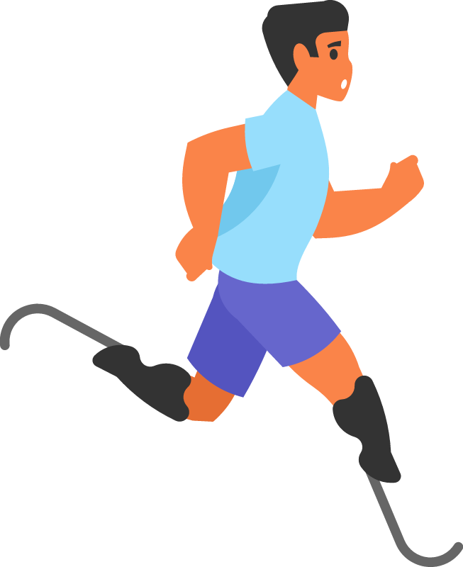 Determined Runner with Prosthetic Legs