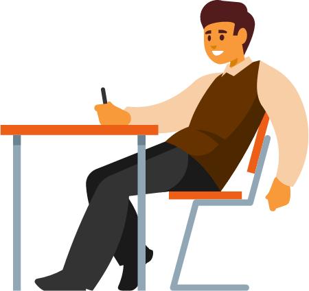 Diligent Learner Sitting in Classroom