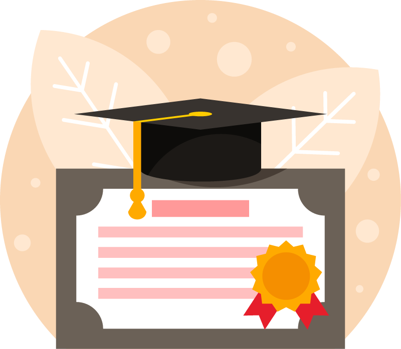 Diploma Displayed with Graduation Hat