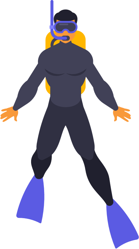 Diver Equipped with Diving Suit
