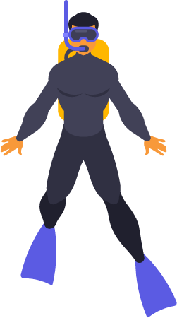 Diver Equipped with Diving Suit