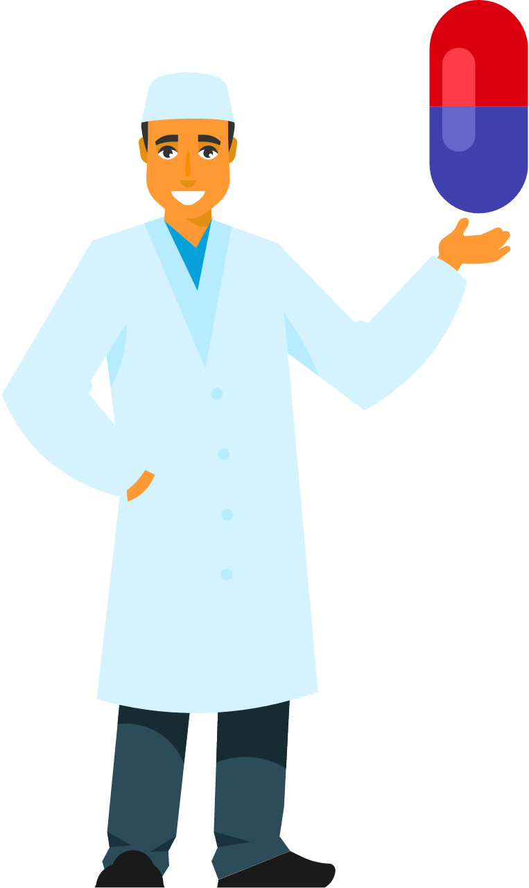Doctor Holding Large Pill 