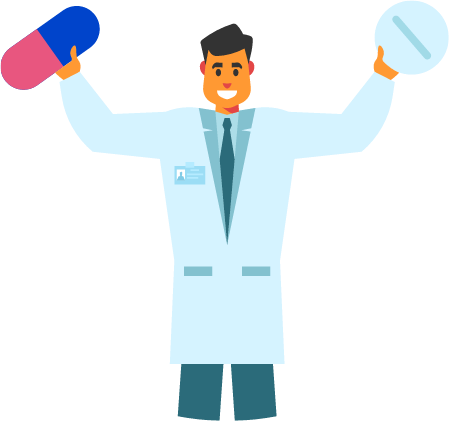 Doctor Presenting Medicinal Pills with Smile