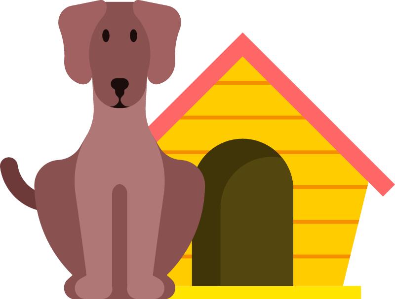 Dog Resting by its Dog House
