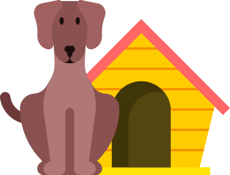 Dog Resting by its Dog House