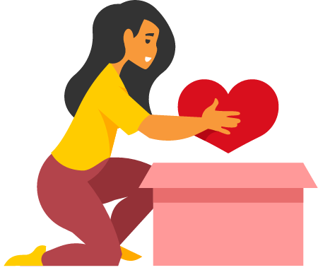 Donating Love by Placing Heart into Box