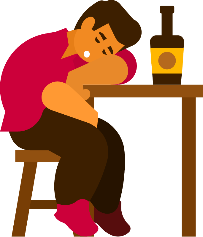 Drunk Man Sleeping in Pub After Drinking