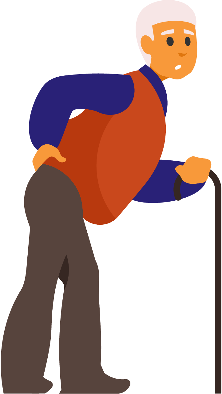 Elderly Gentleman Managing Back Pain