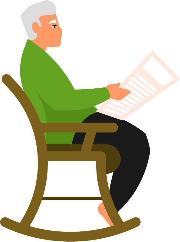 Elderly Man Relaxing and Reading Newspaper