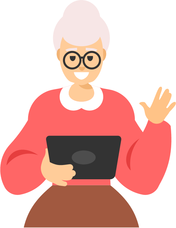 Elderly Woman Using Digital Tablet