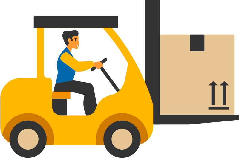Electric Forklift Operating in Warehouse