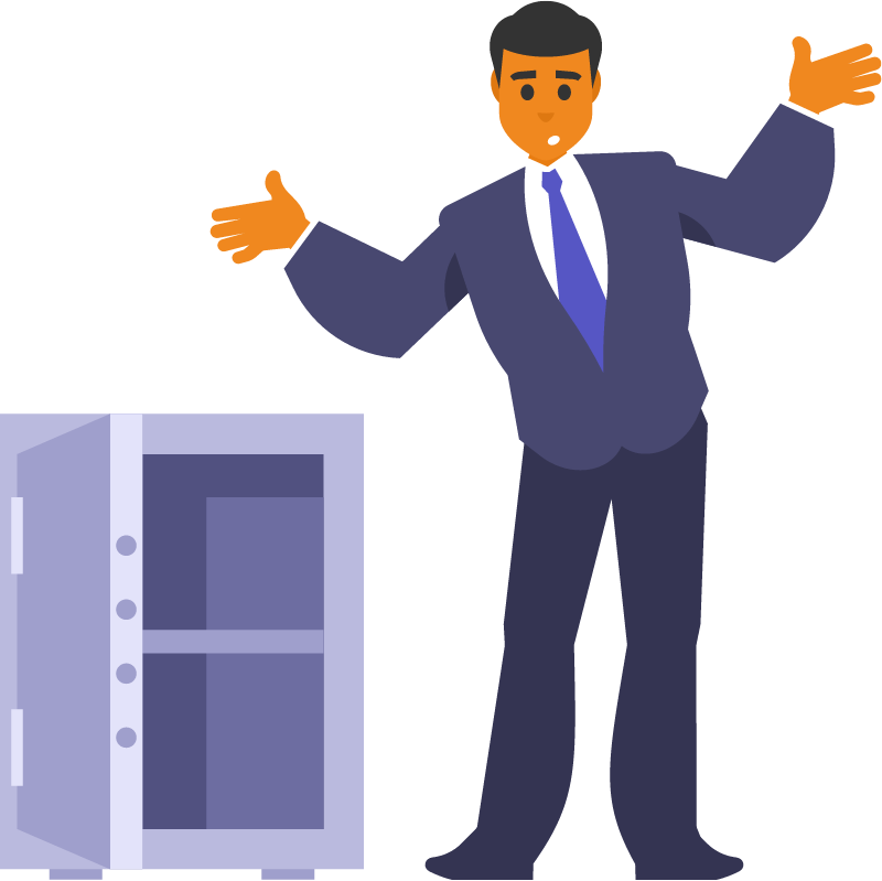 Empty Safe with Concerned Businessman