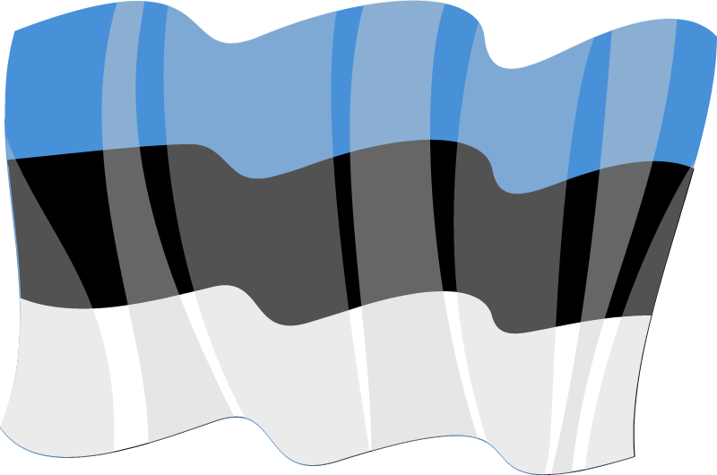 Estonian National Flag Displayed with Waving Effect