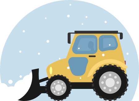 Excavator Clearing Snow in Winter