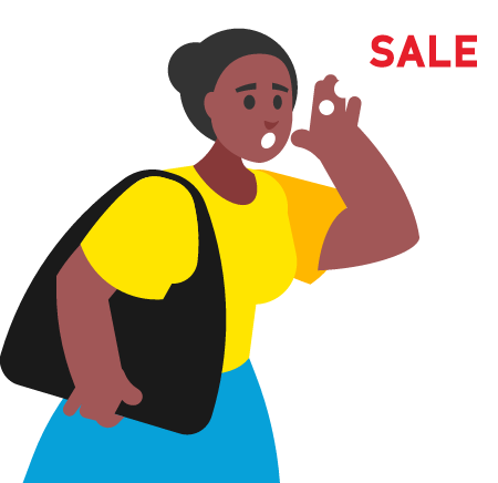Excited Shopper Announcing Sale