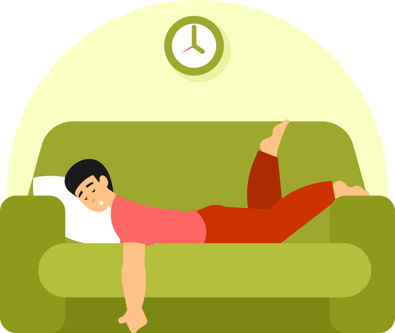 Exhausted Man Sleeping on Couch
