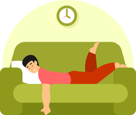Exhausted Man Sleeping on Couch