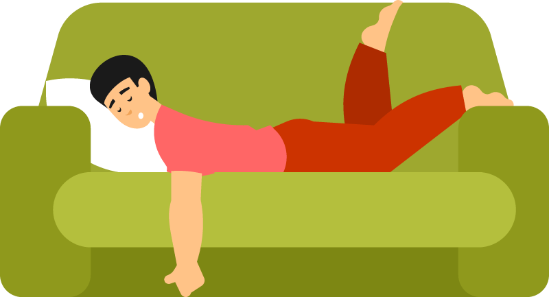 Exhausted Man Sleeping on Couch