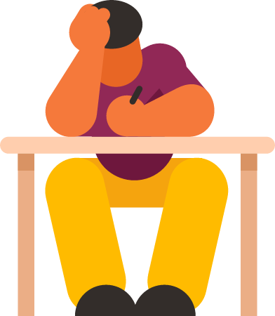 Exhausted Pupil Resting on Desk