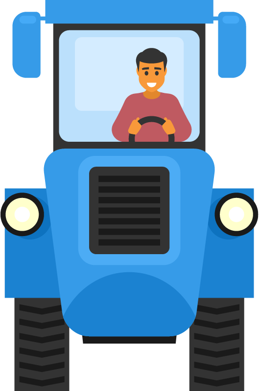 Farmer Driving a Tractor on the Field