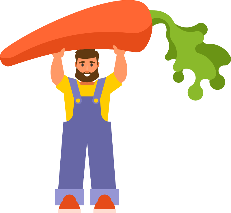 Farmer Holding Giant Carrot Proudly