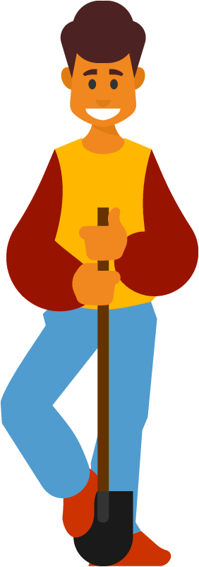 Farmer Holding Shovel Ready for Work