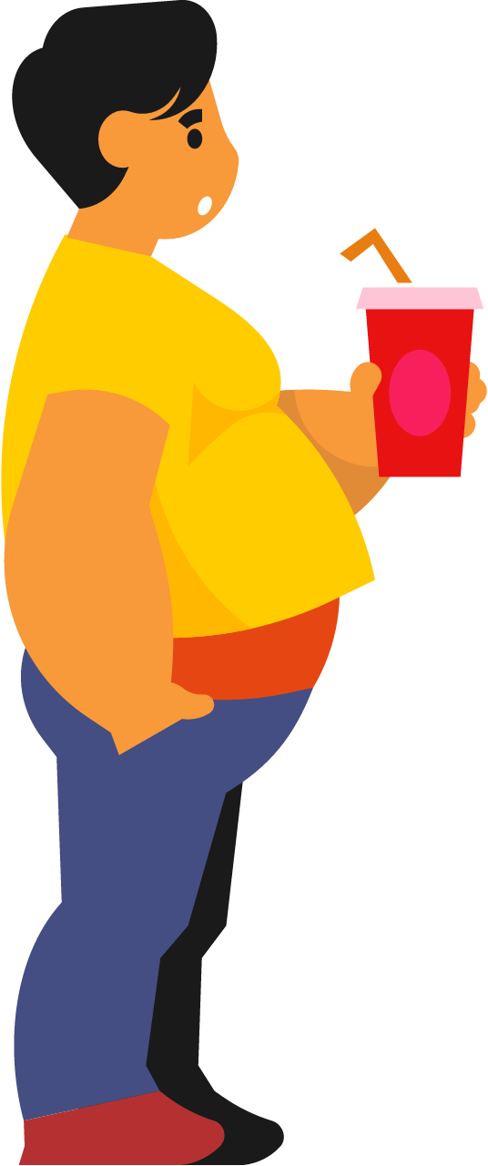 Fat Man Drinking Sugary Soda