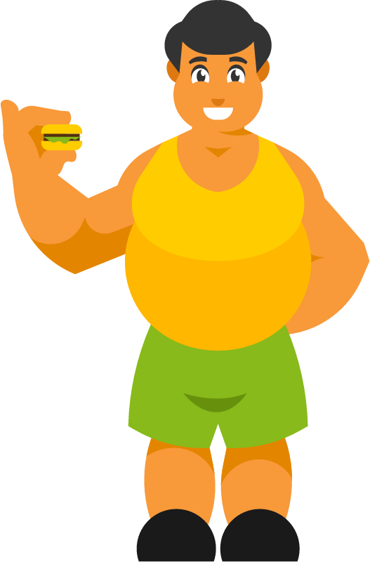Fat Man Holding Large Burger